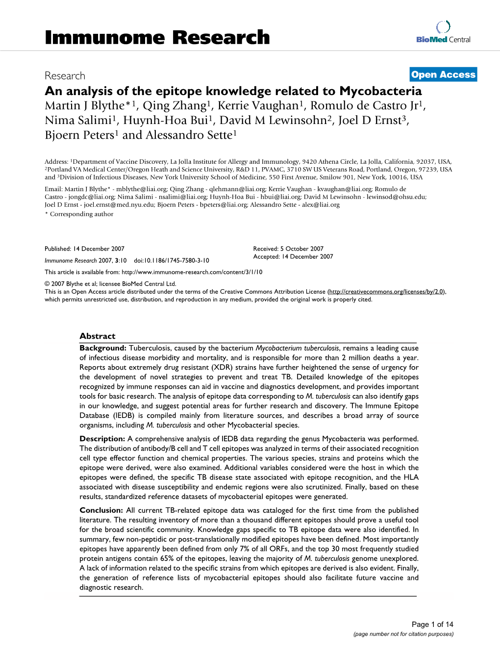 An Analysis of the Epitope Knowledge Related To