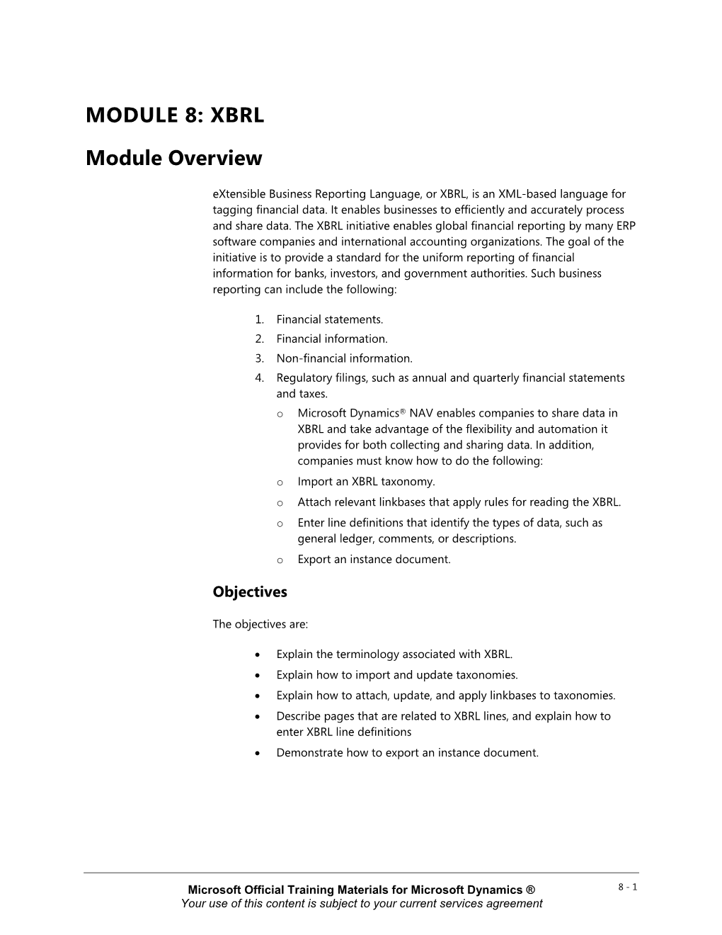 XBRL Module Overview