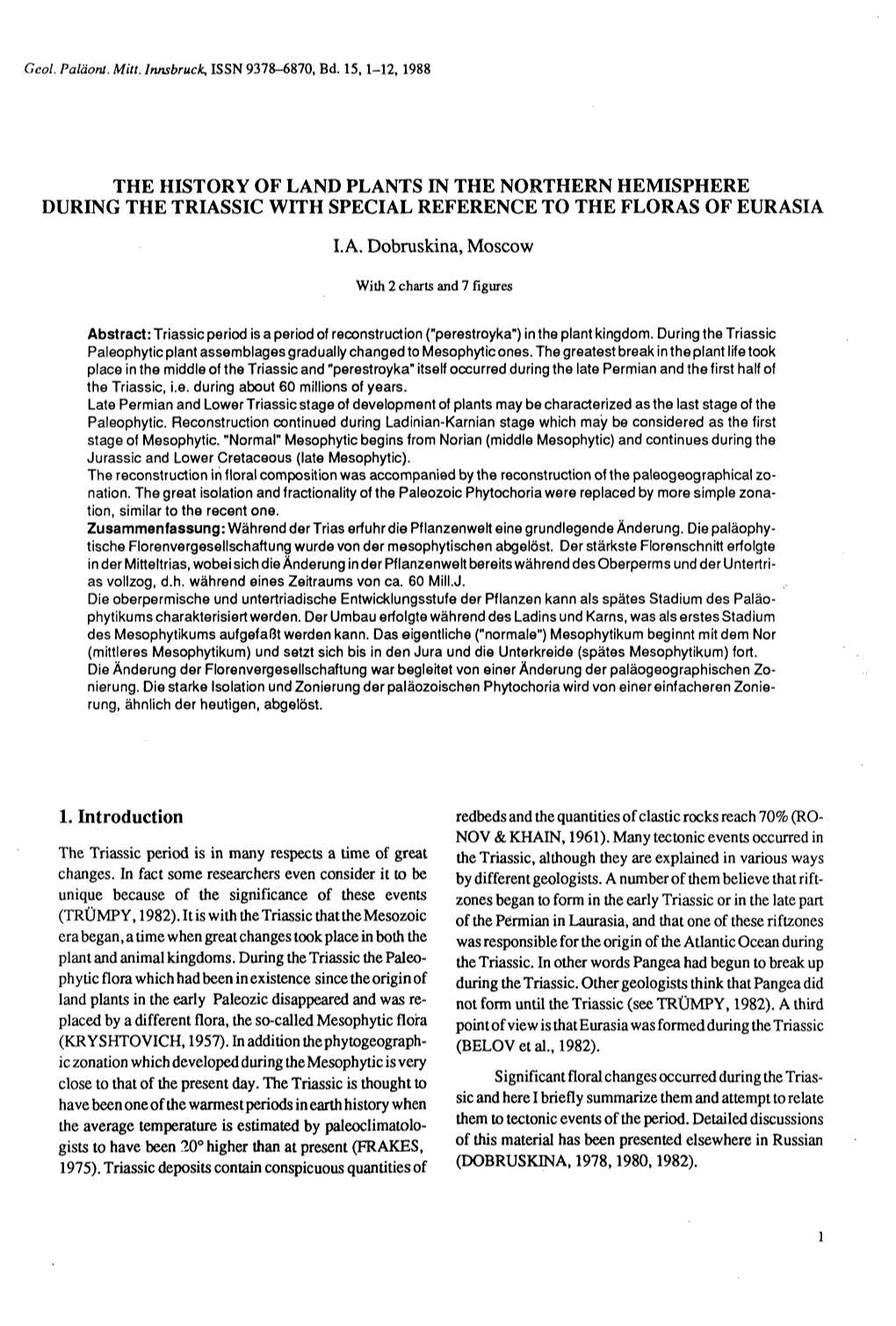 The History of Land Plants in the Northern Hemisphere During the Triassic with Special Reference to the Floras of Eurasia