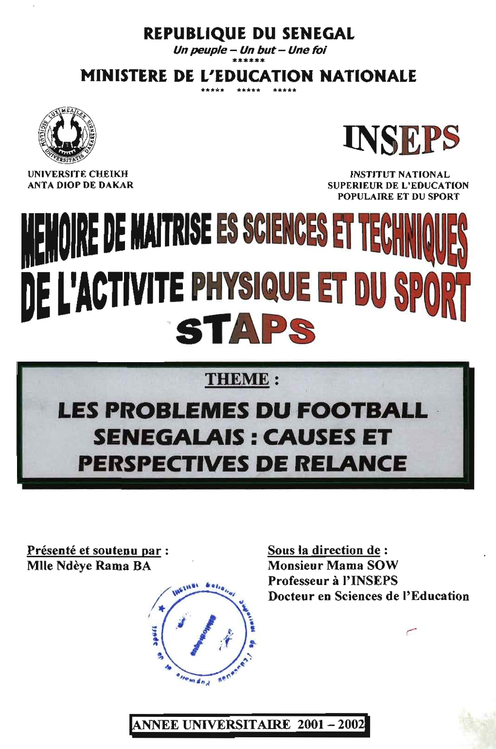 Les Problèmes Du Football Sénégalais