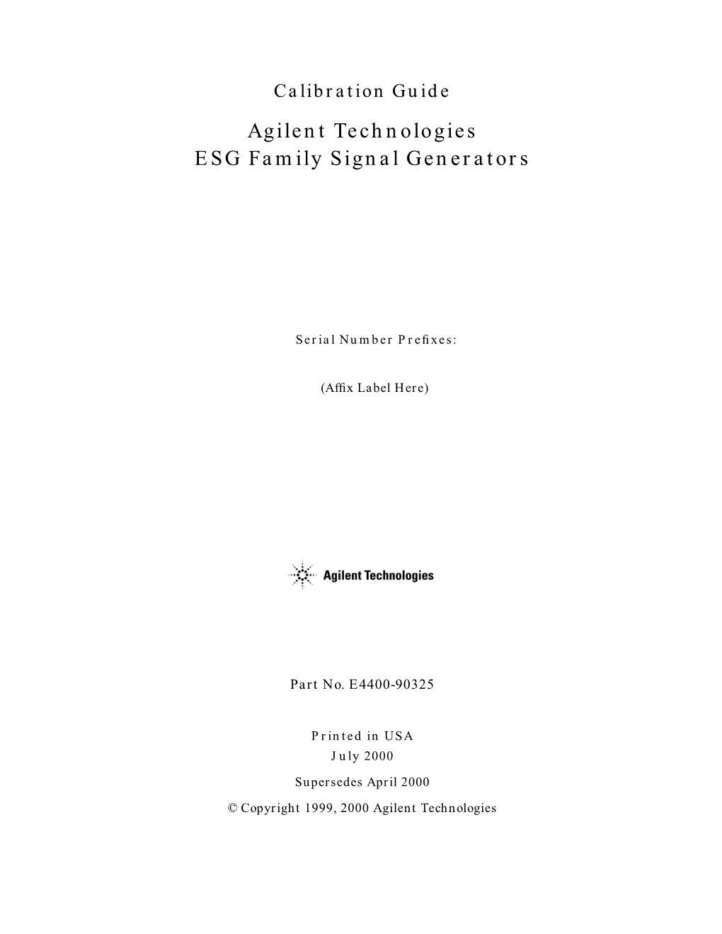 Calibration Guide, E44xxb ESG Signal Generator