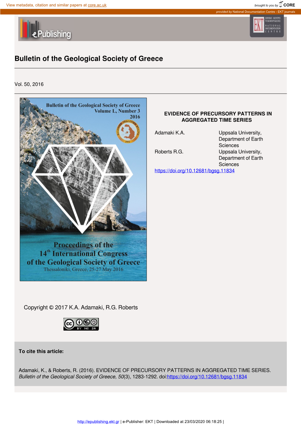 Bulletin of the Geological Society of Greece