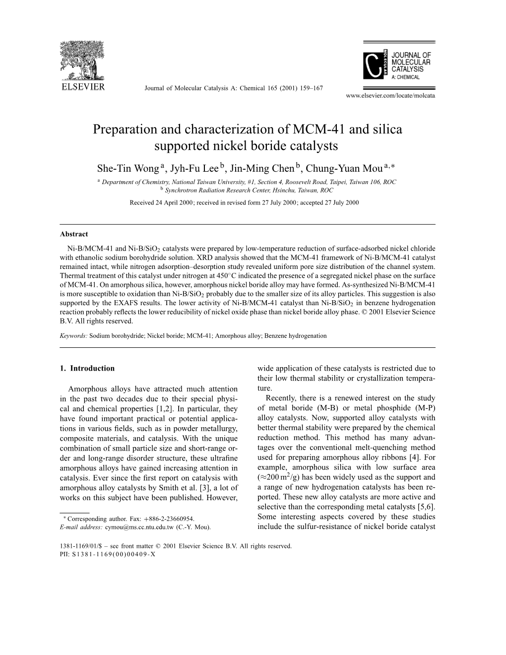 Preparation and Characterization of MCM-41 and Silica Supported Nickel