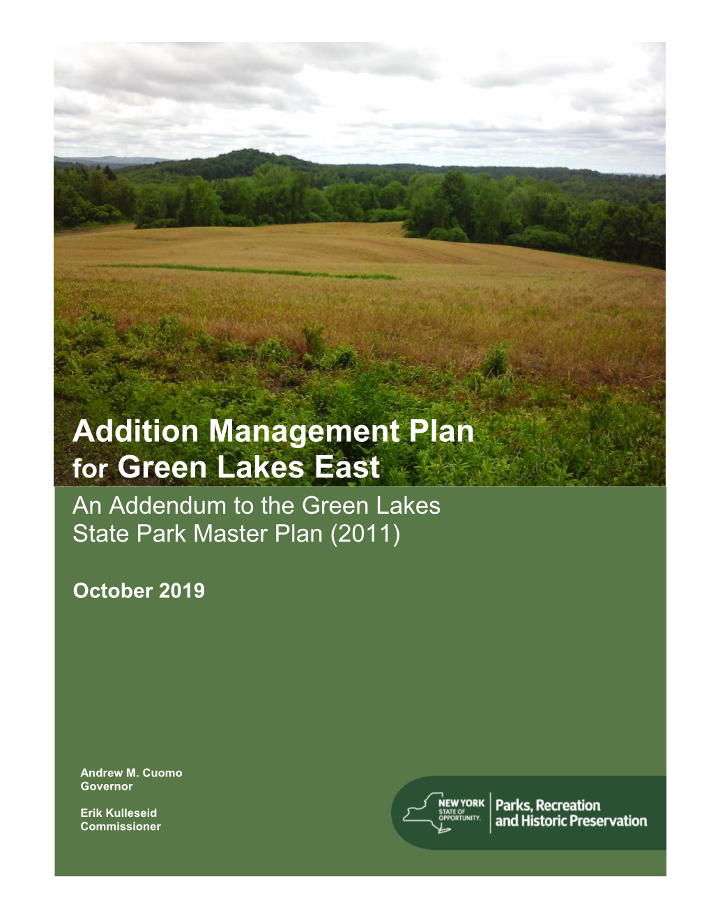 Addition Management Plan for Green Lakes East an Addendum to the Green Lakes State Park Master Plan (2011)