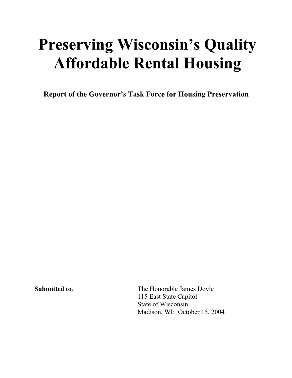 Preserving Wisconsin's Quality Affordable Rental Housing