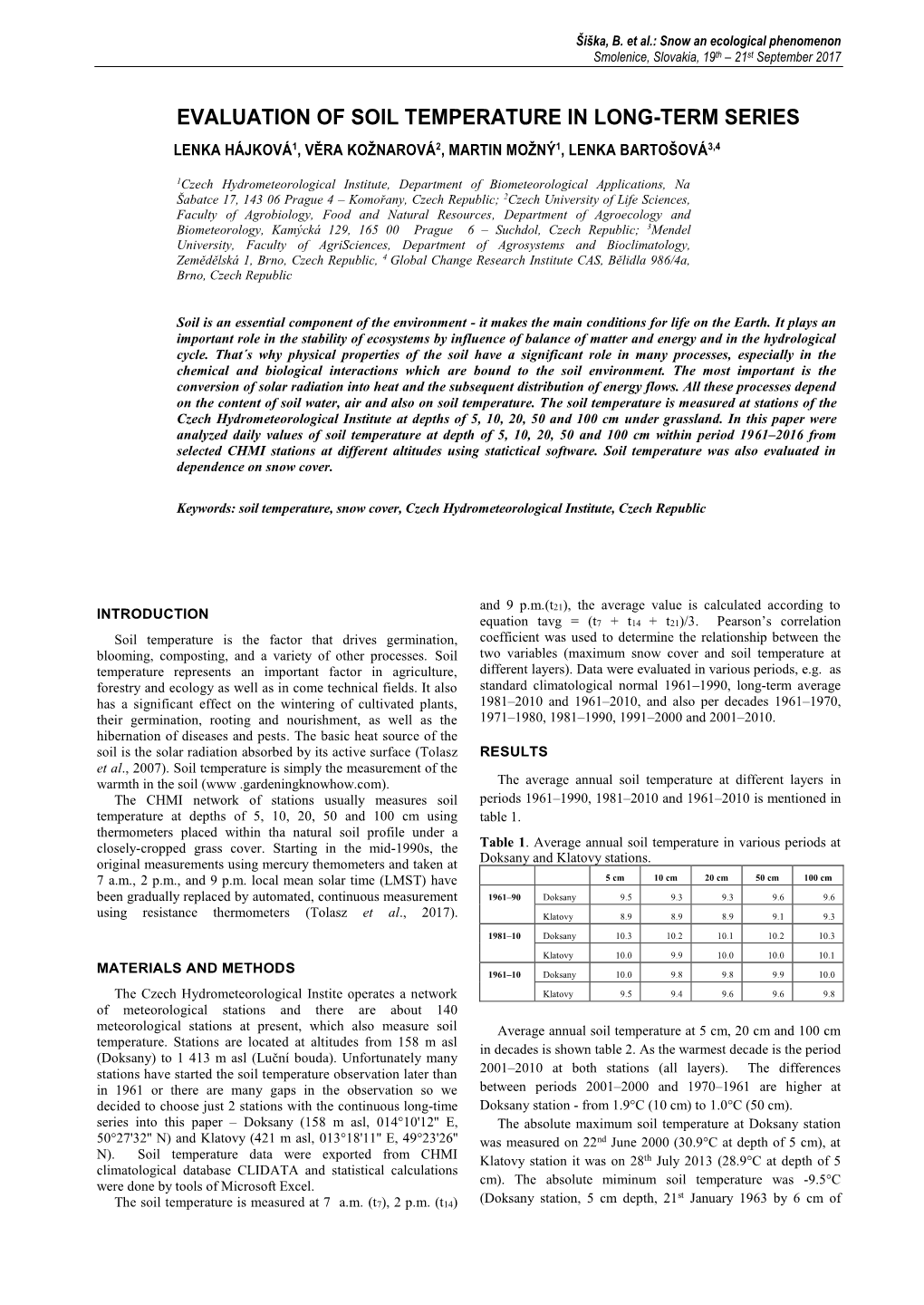 Assessment of Time Series and Trends