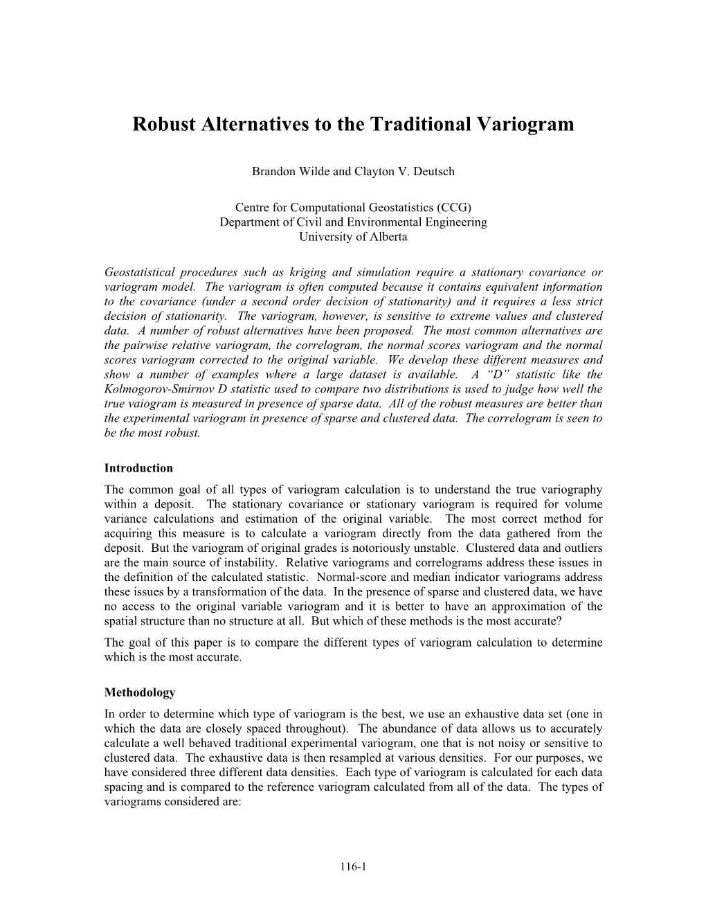 Robust Alternatives to the Traditional Variogram