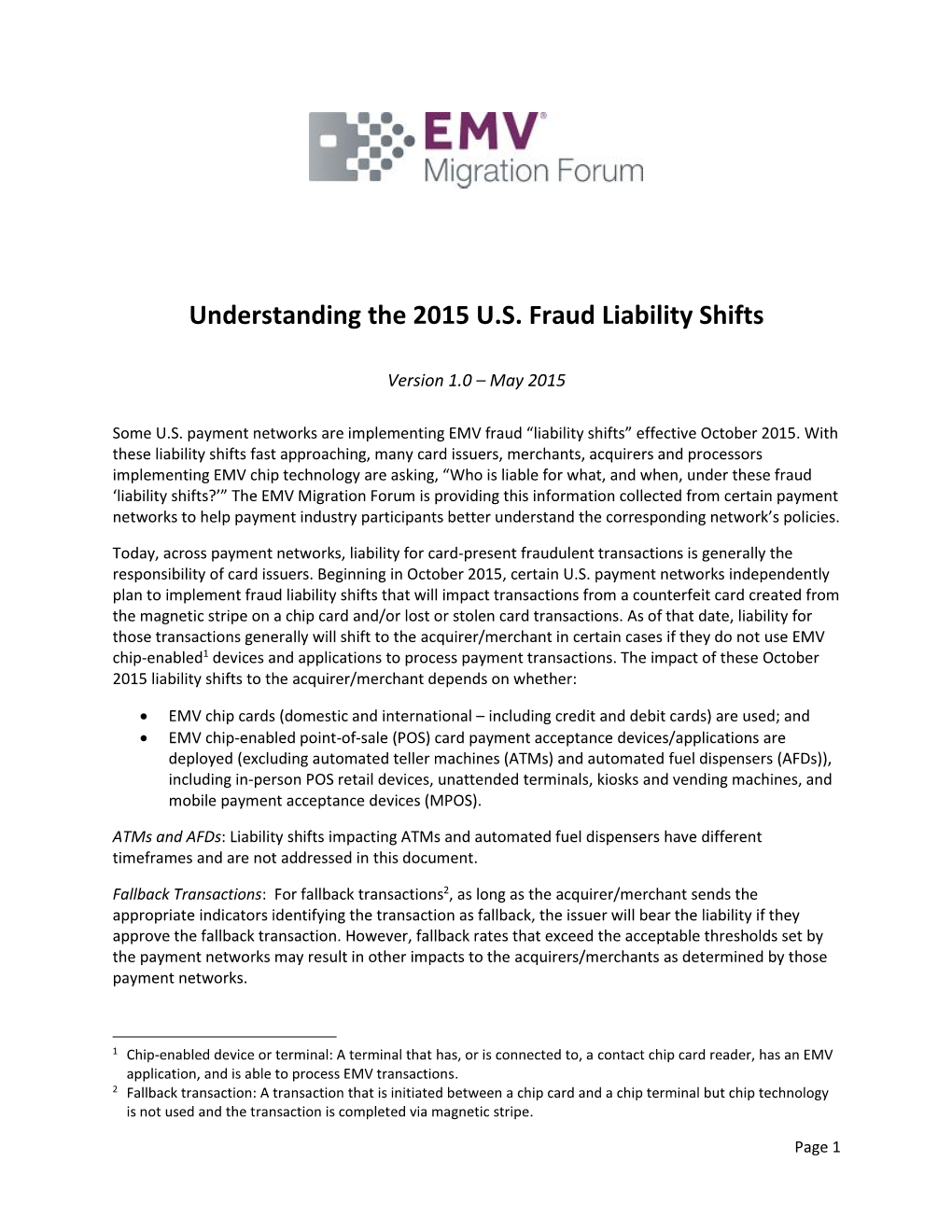 Understanding the 2015 U.S. Fraud Liability Shifts