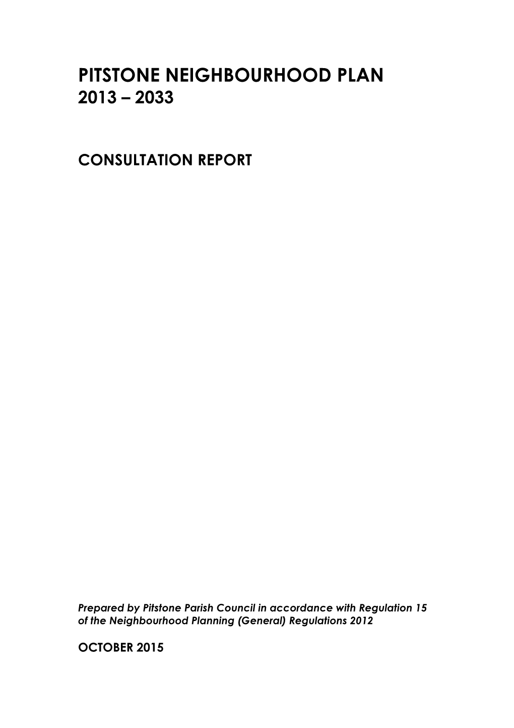 Pitstone Neighbourhood Plan Consultation Report