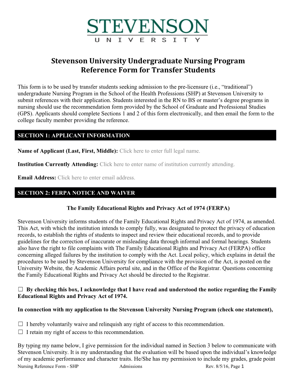 Stevenson University Undergraduate Nursing Program