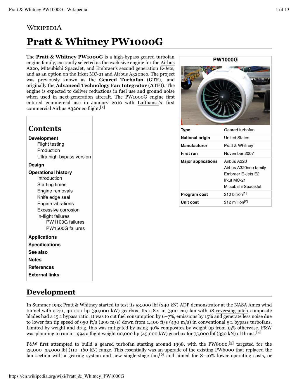 Pratt & Whitney PW1000G