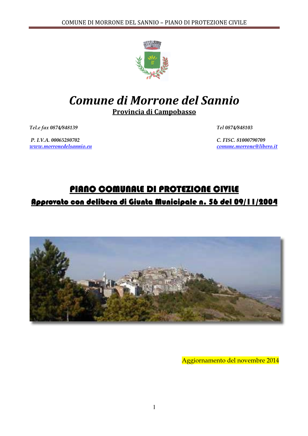 Comune Di Morrone Del Sannio – Piano Di Protezione Civile