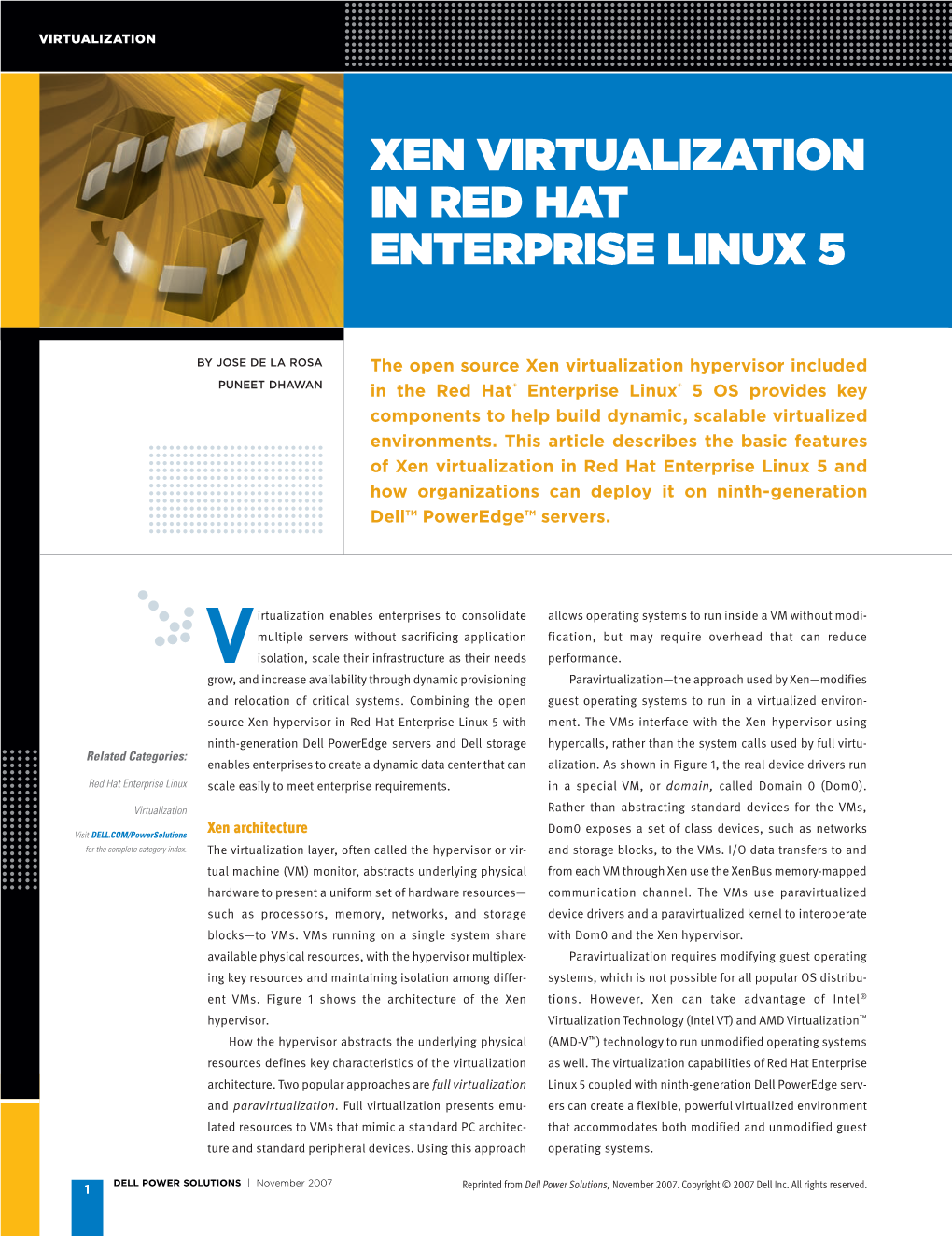 Xen Virtualization in Red Hat Enterprise Linux 5