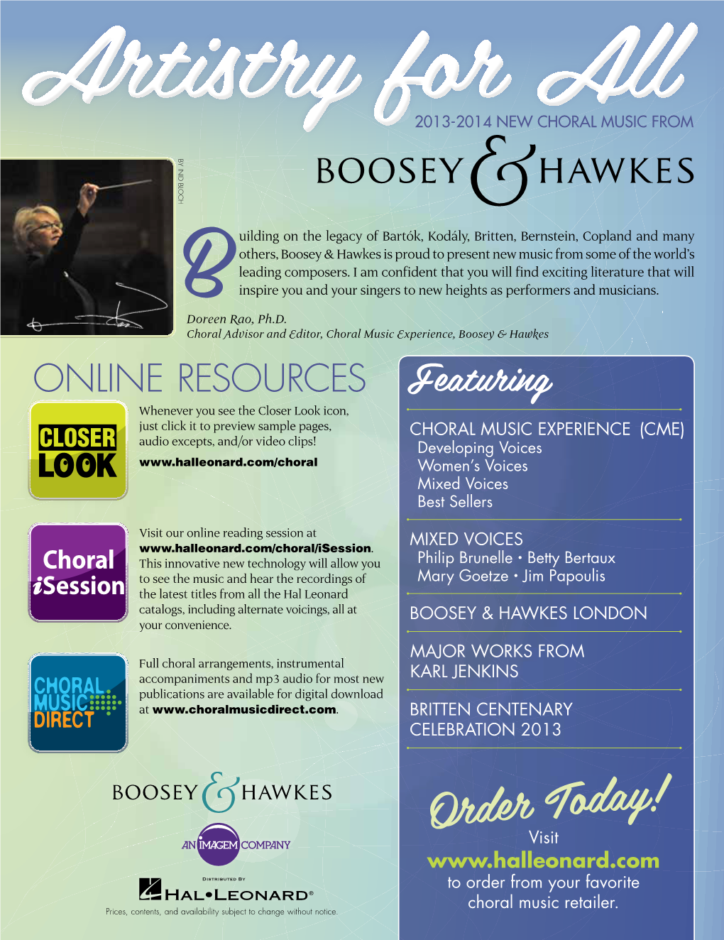 Order Today! Order All Titles in This Booklet and More from Your Favorite Choral Music Retailer