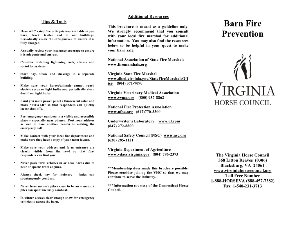 Barn Fire Prevention (PDF)