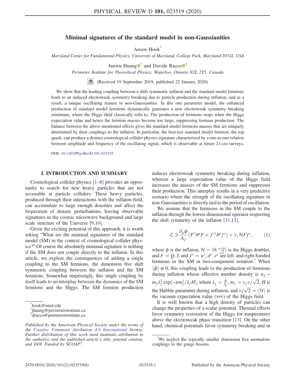 Minimal Signatures of the Standard Model in Non-Gaussianities