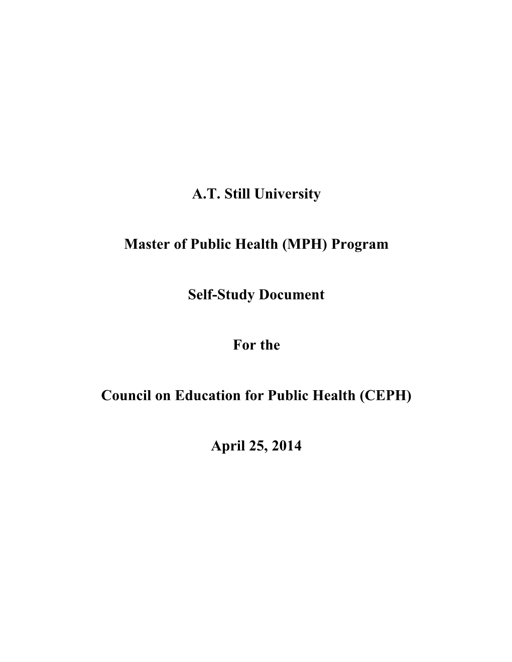 AT Still University Master of Public Health (MPH) Program Self