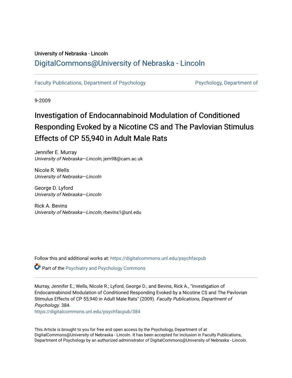 Investigation of Endocannabinoid Modulation of Conditioned Responding Evoked by a Nicotine CS and the Pavlovian Stimulus Effects of CP 55,940 in Adult Male Rats