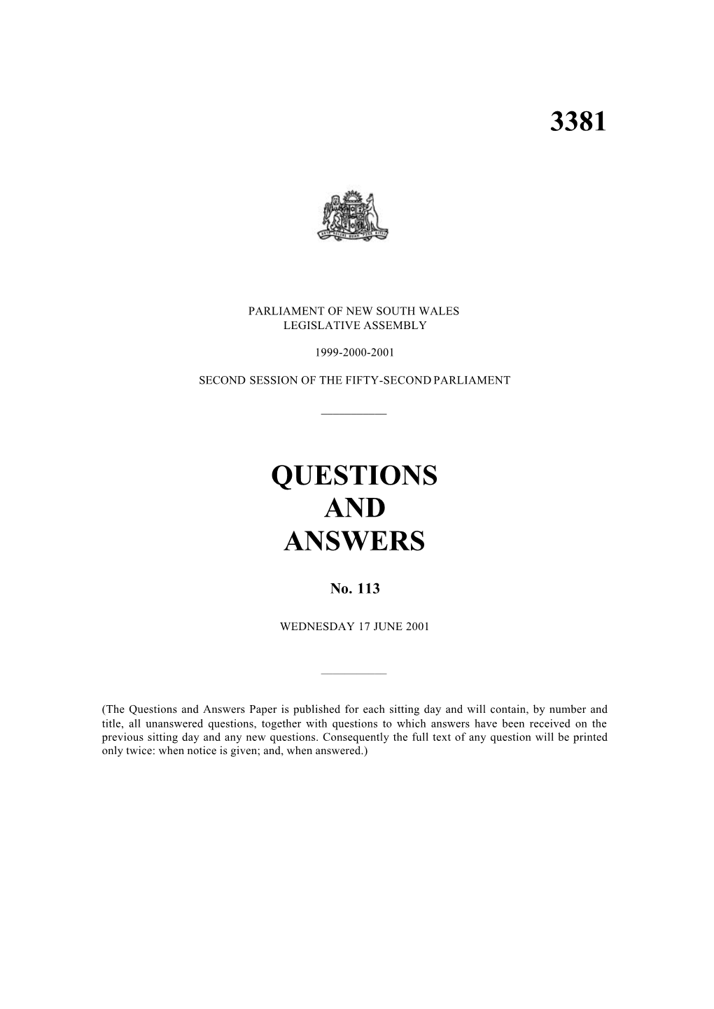 3381 Questions and Answers