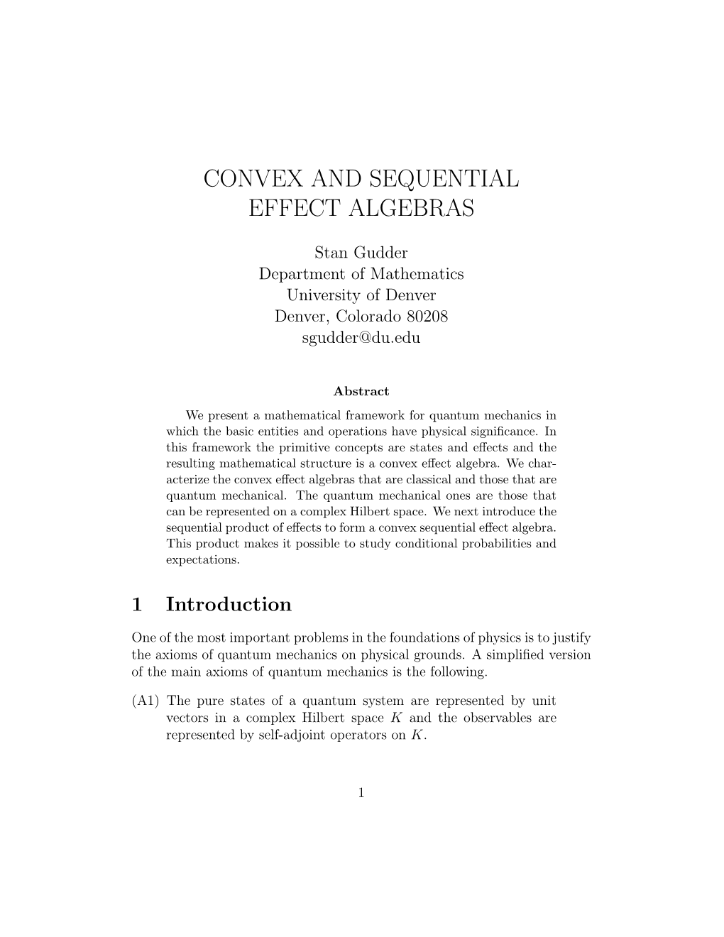 Convex and Sequential Effect Algebras