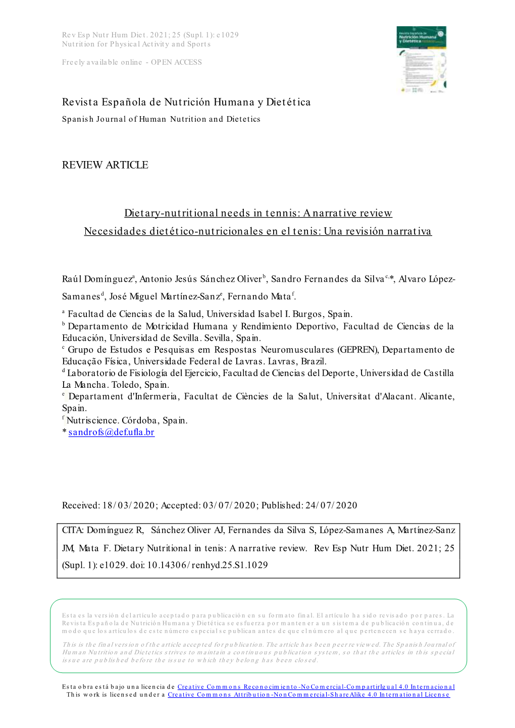 Revista Española De Nutrición Humana Y Dietética REVIEW