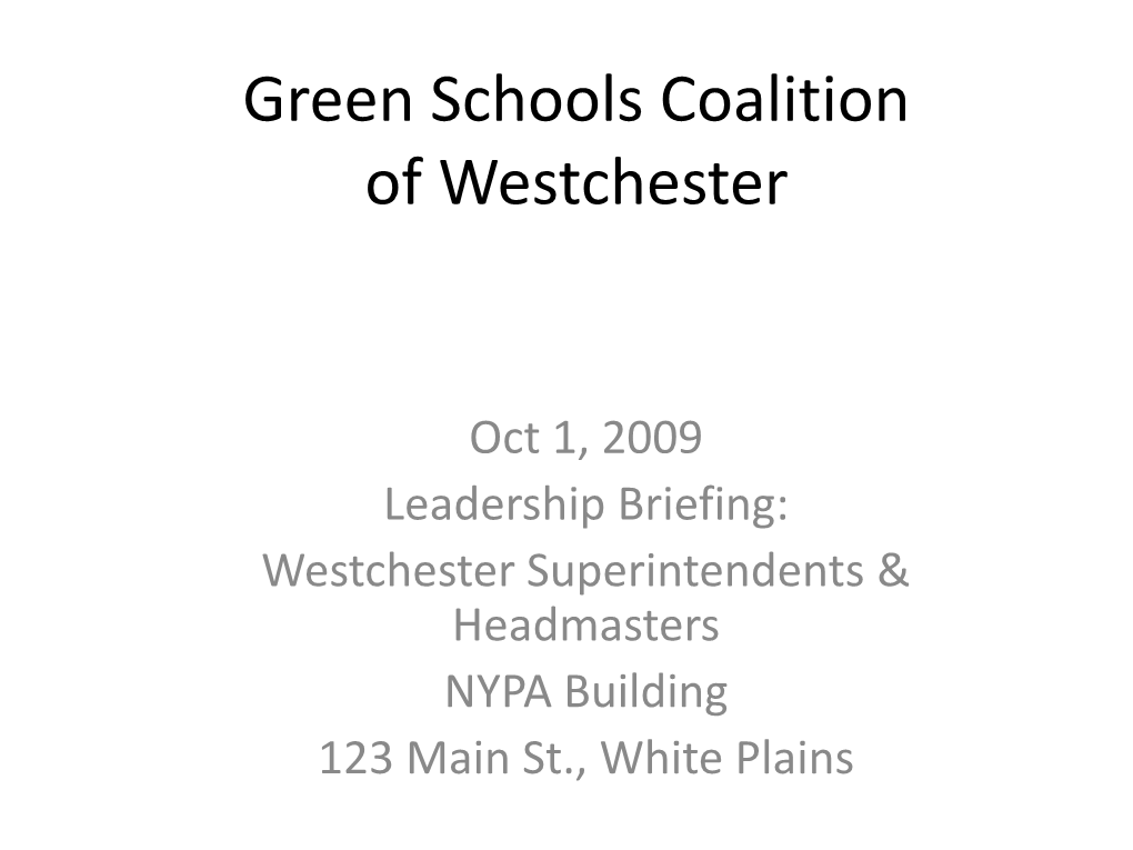 Green Schools Coalition of Westchester