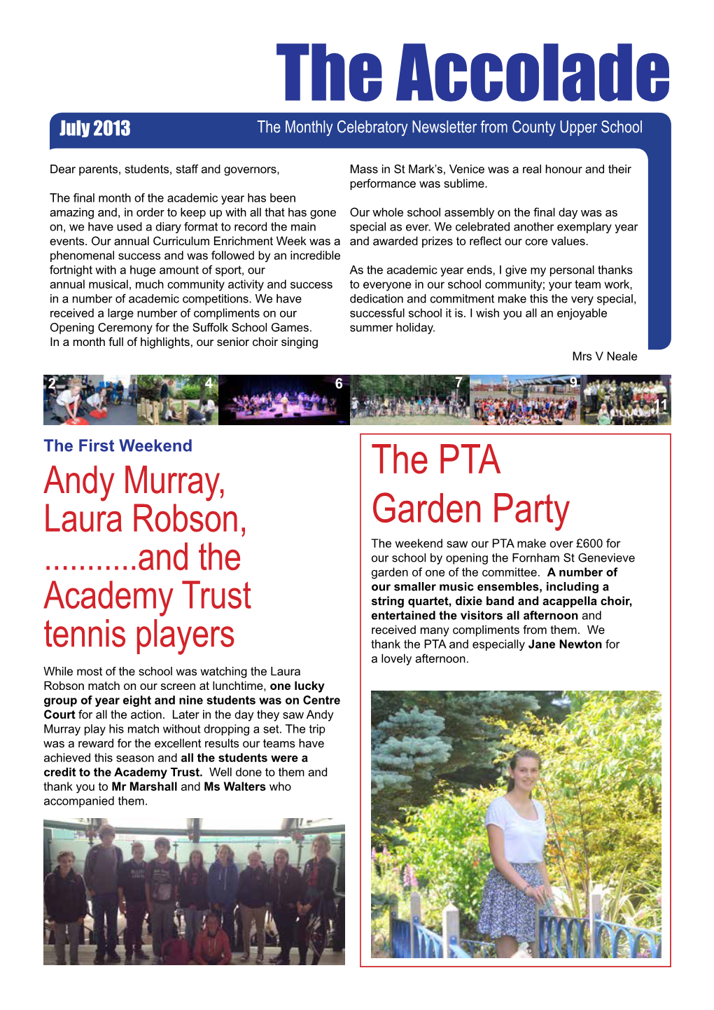 The Accolade July 2013 the Monthly Celebratory Newsletter from County Upper School