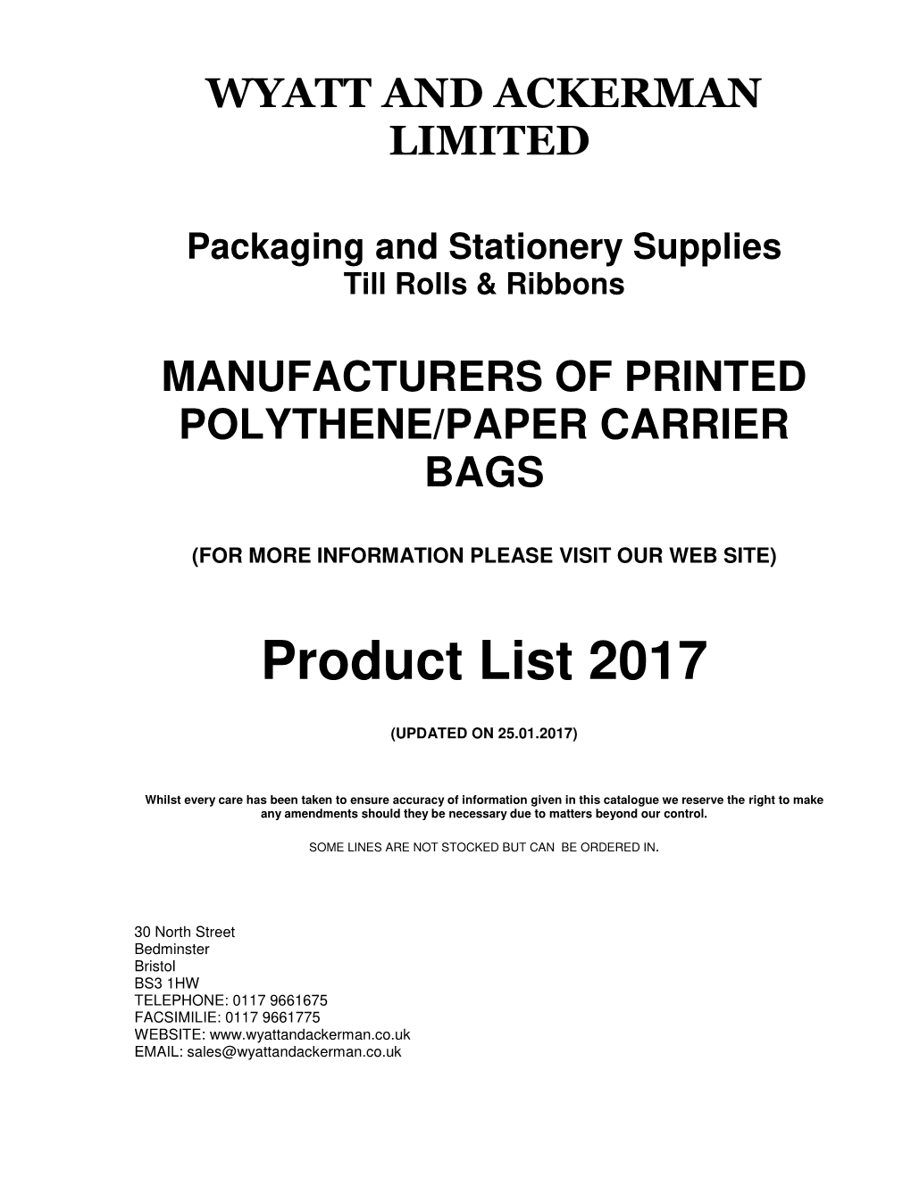 Product List 2017