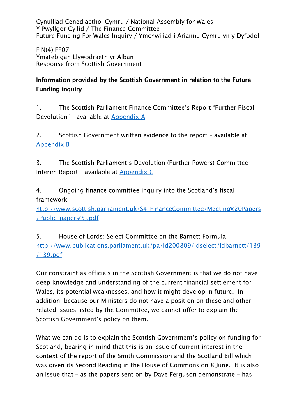 Scottish Government Consultation Response