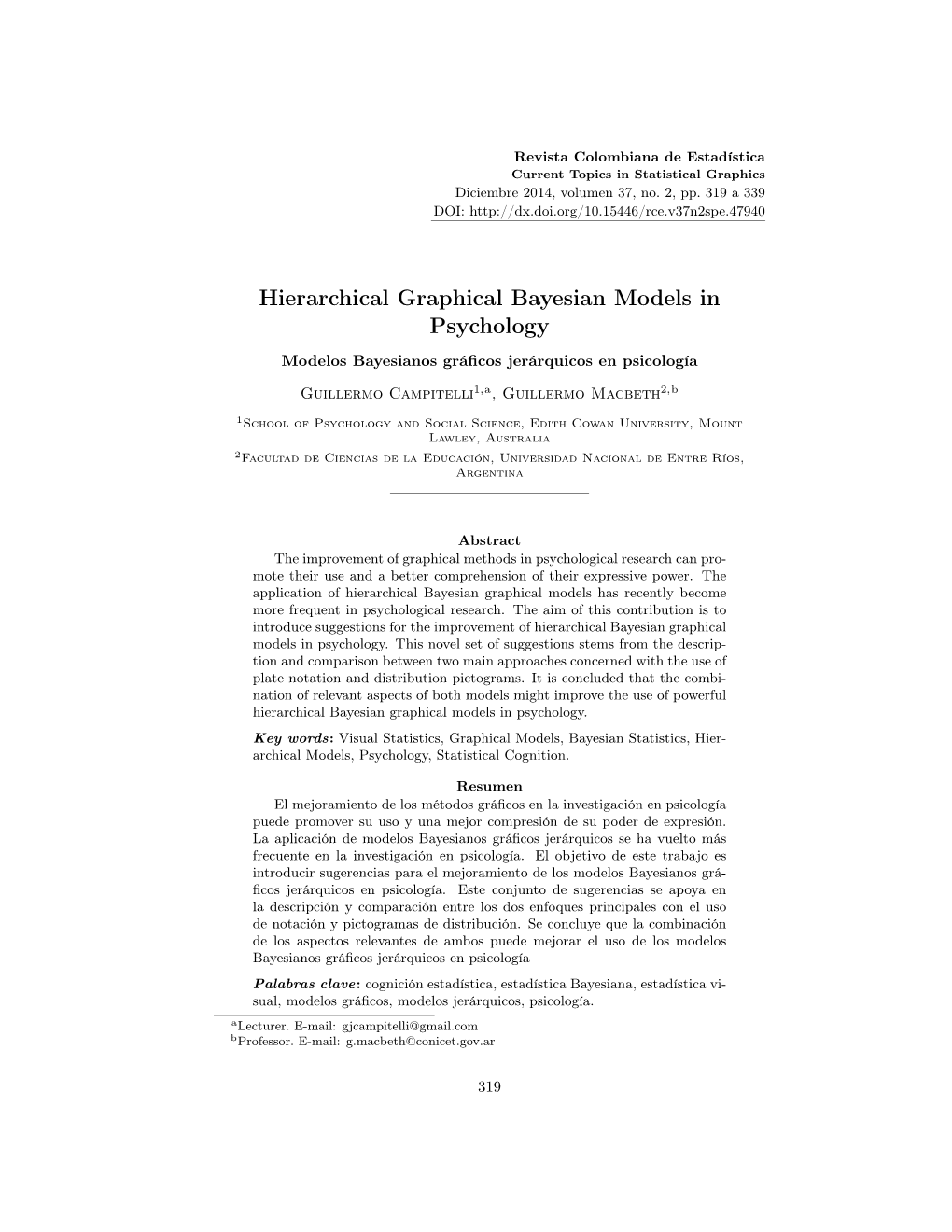 Hierarchical Graphical Bayesian Models in Psychology