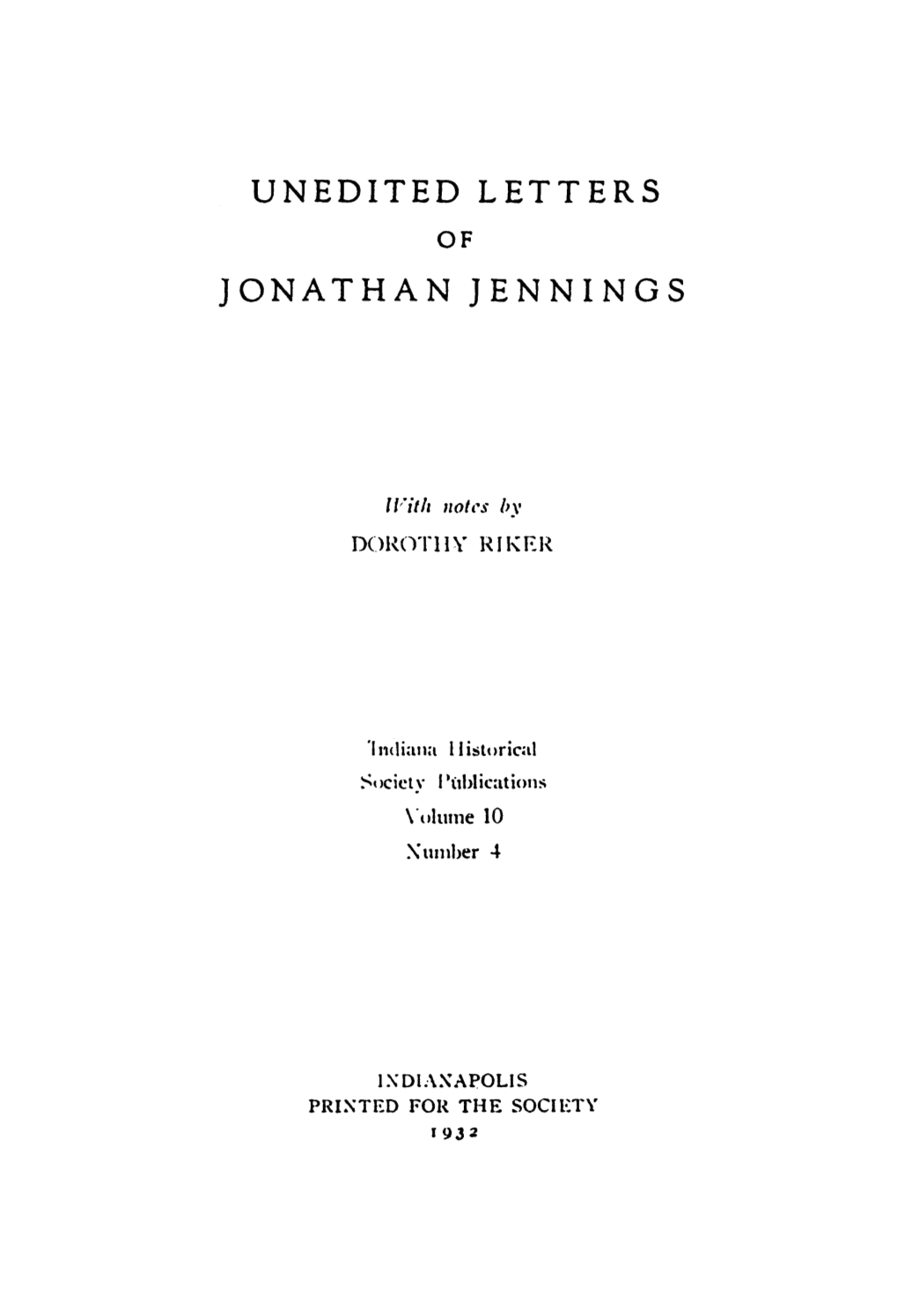 Unedited Letters Jonathan Jennings