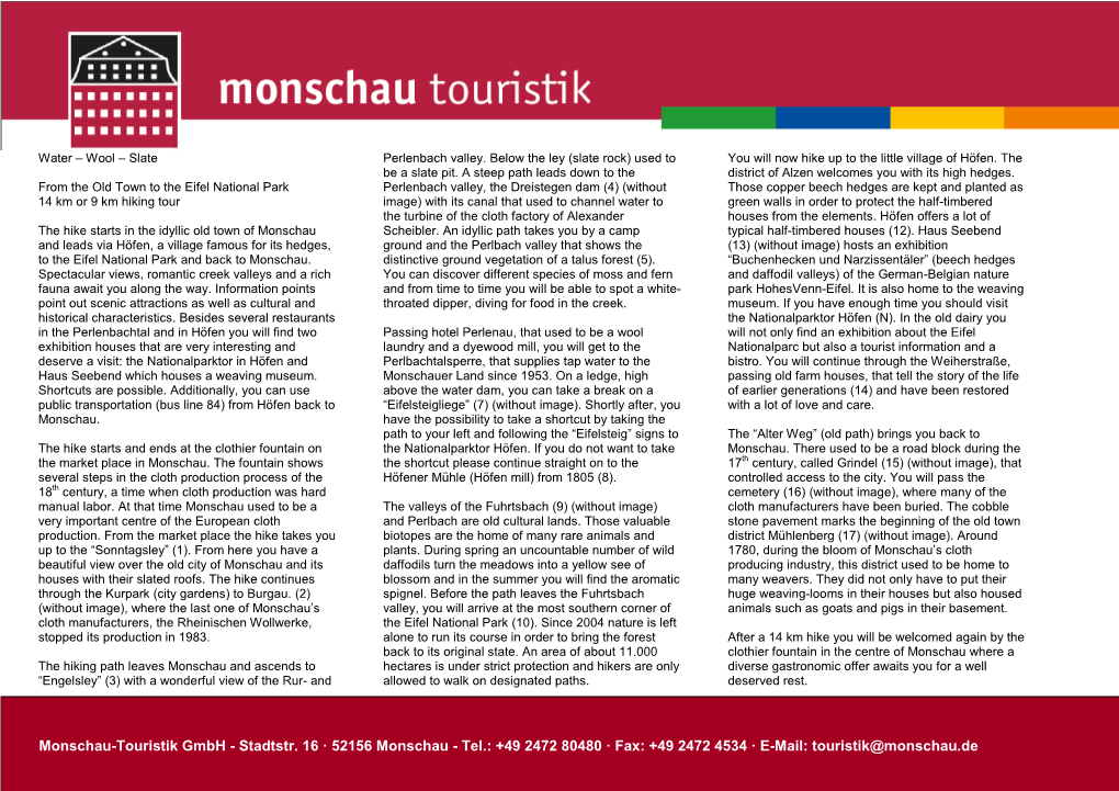 Monschau-Touristik Gmbh - Stadtstr