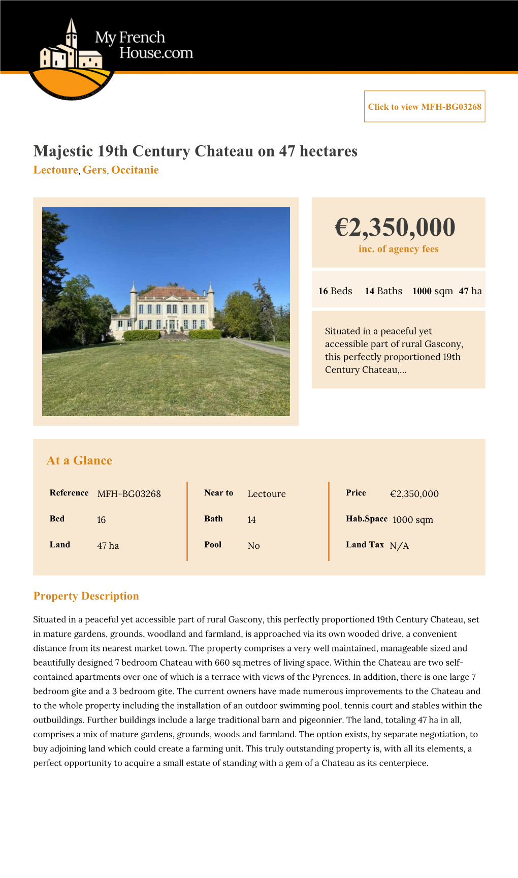 16 Bedroom Chateau for Sale – Lectoure