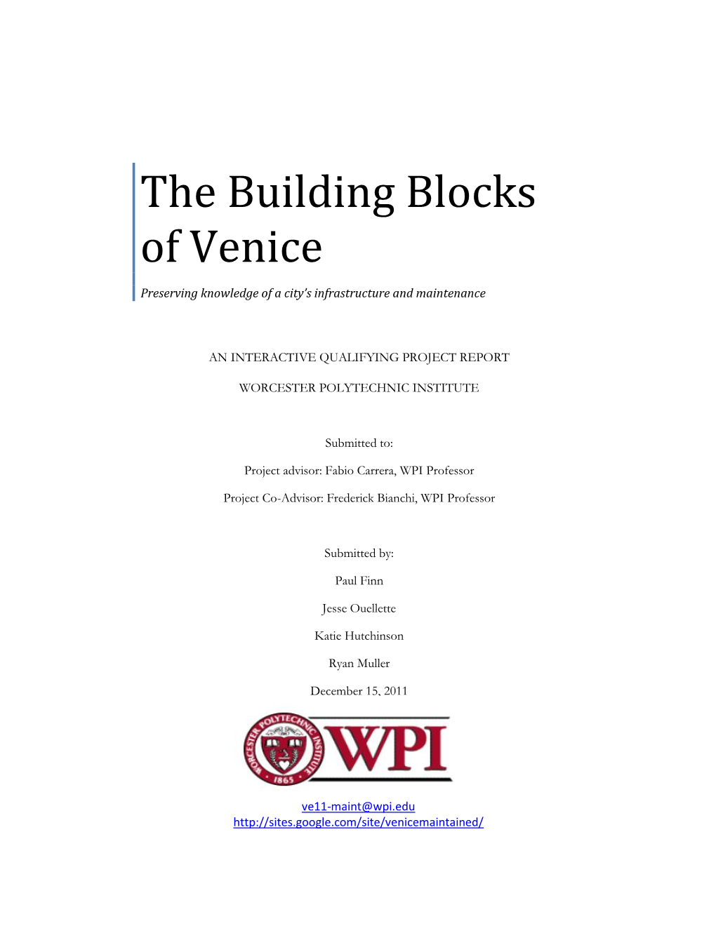 The Building Blocks of Venice