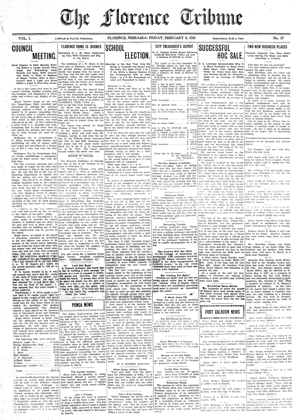 Florence Tribune February 11 1910