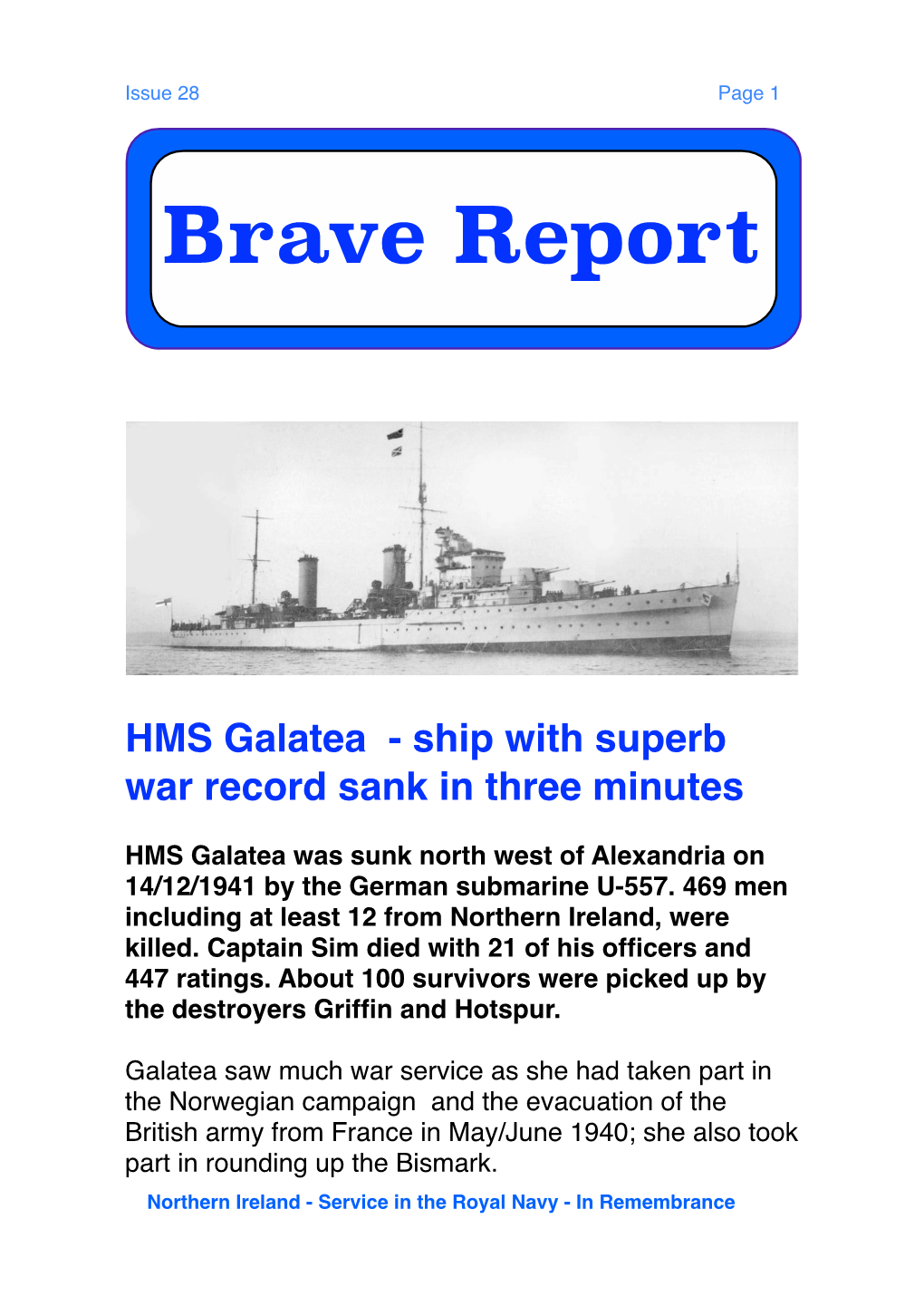 HMS Galatea - Ship with Superb War Record Sank in Three Minutes