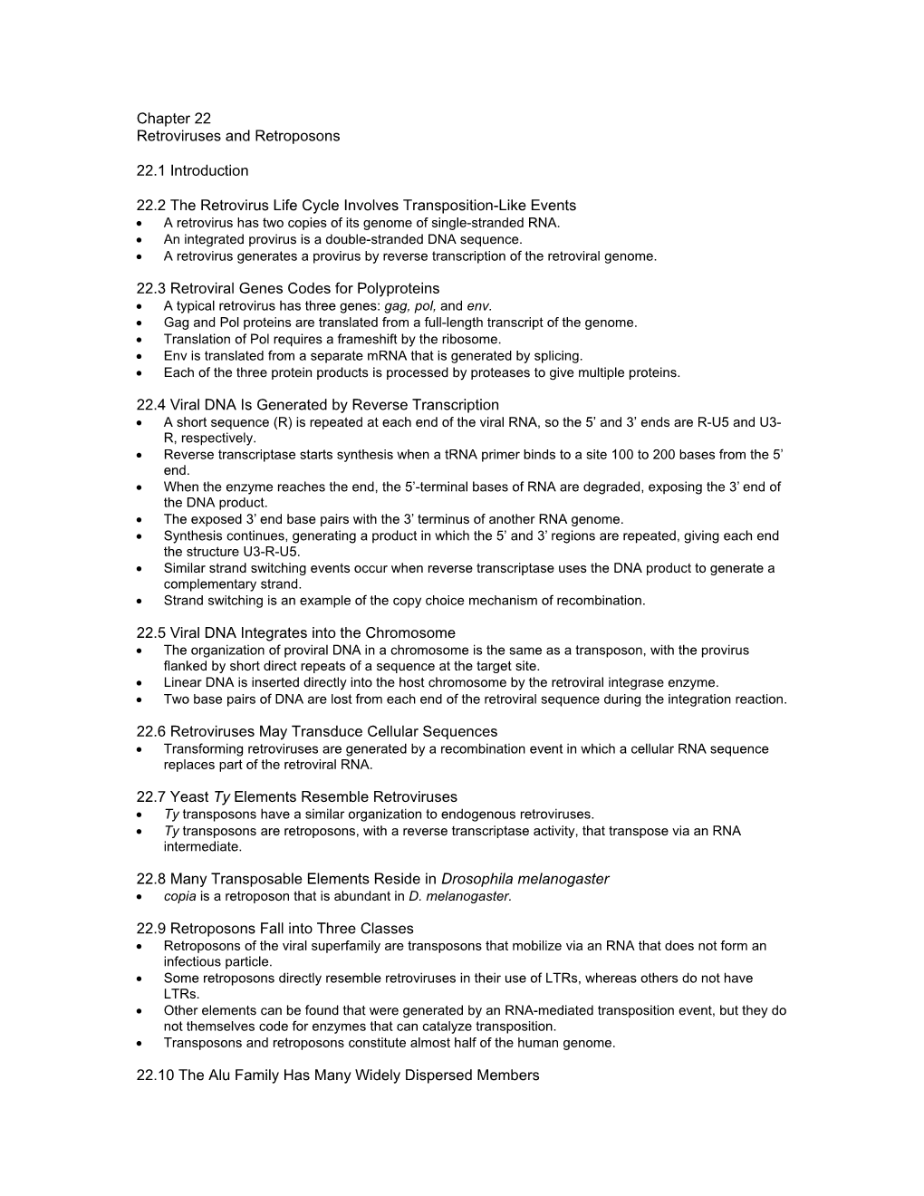 22.2 the Retrovirus Life Cycle Involves Transposition-Like Events