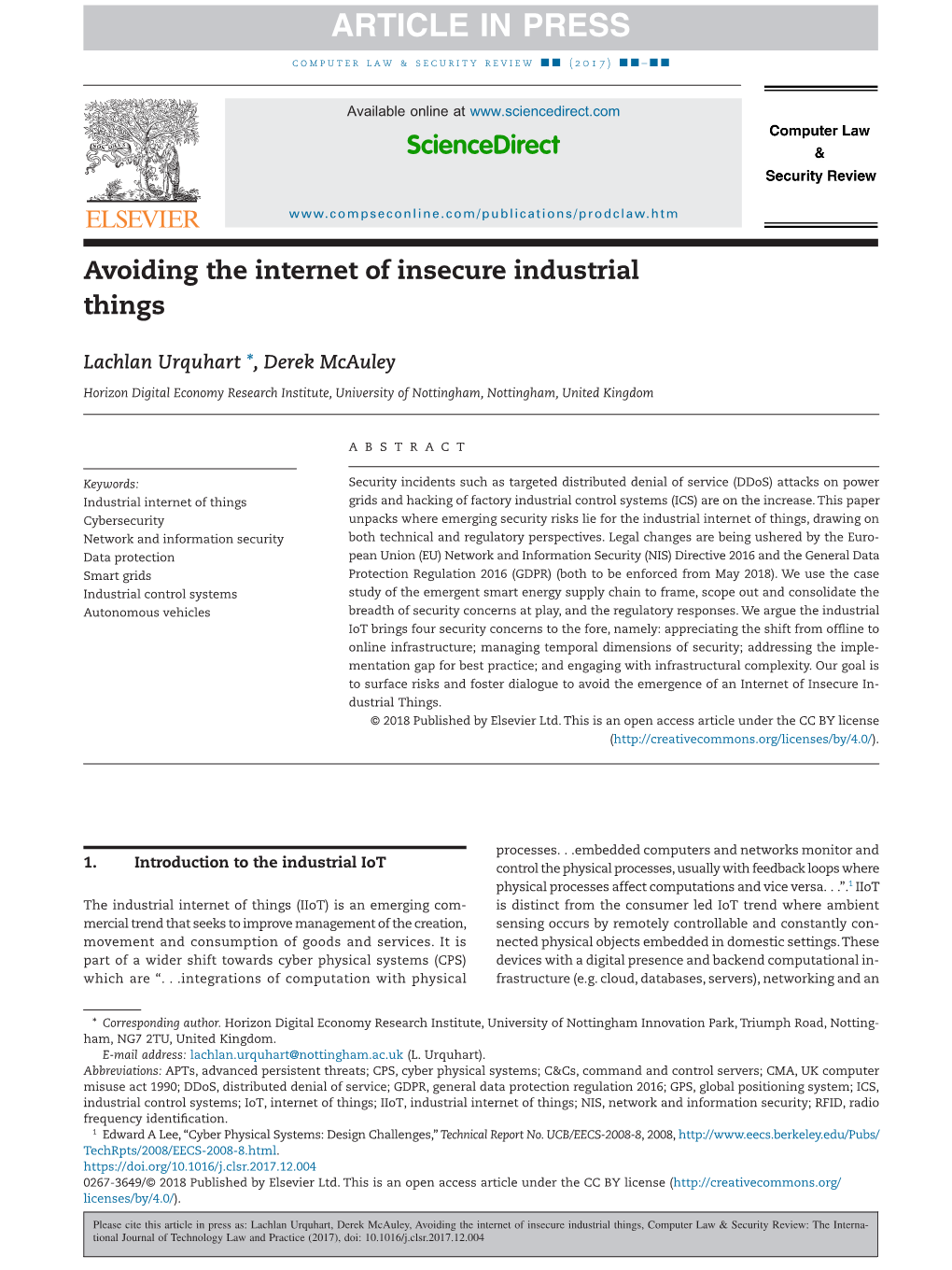 Avoiding the Internet of Insecure Industrial Things