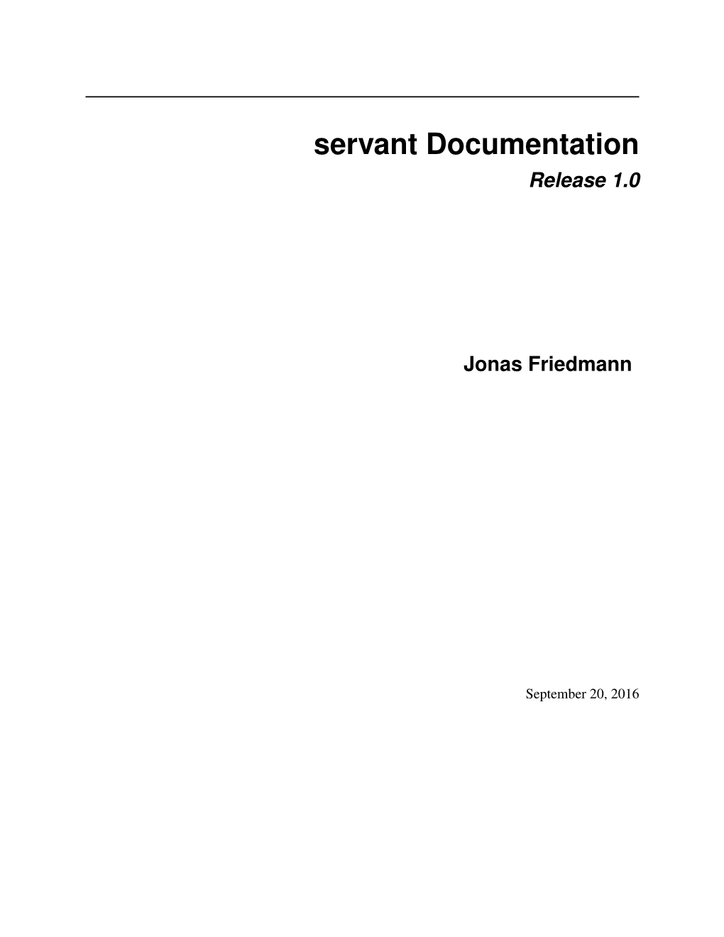 Servant Documentation Release 1.0