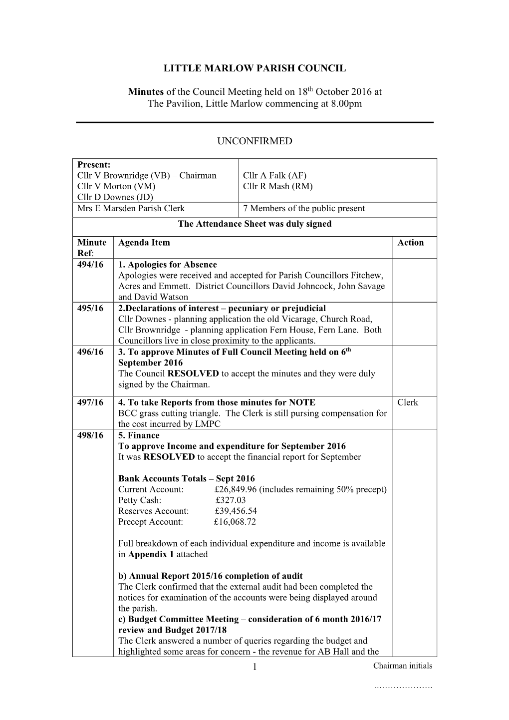 1 LITTLE MARLOW PARISH COUNCIL Minutes of the Council