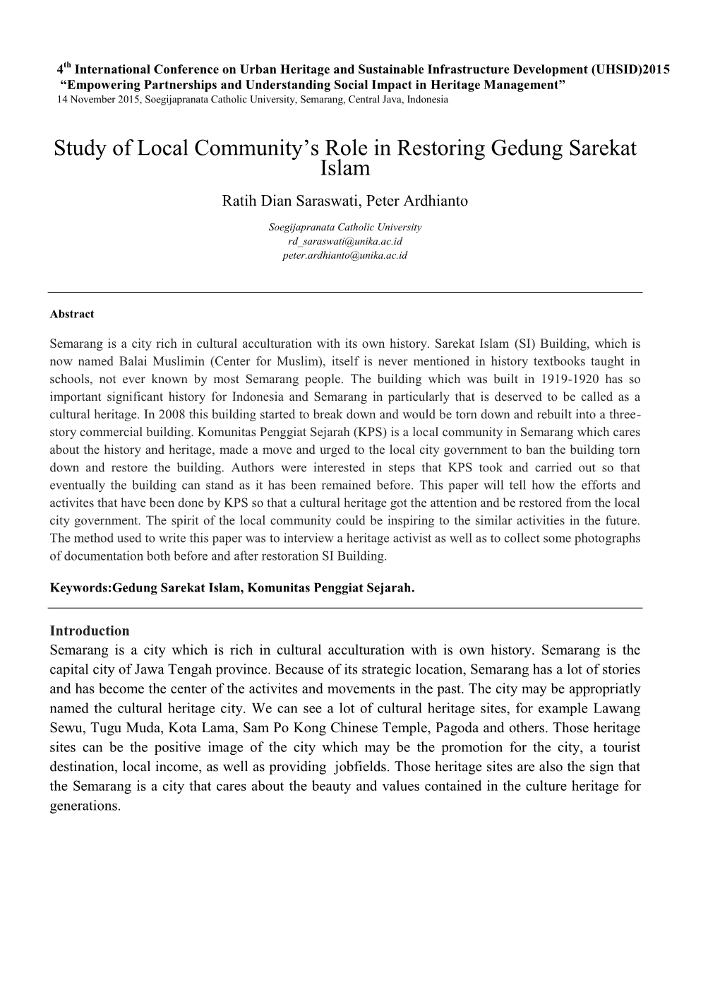 Study of Local Community's Role in Restoring Gedung Sarekat Islam