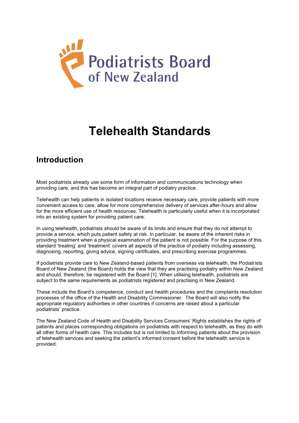 Telehealth Standards