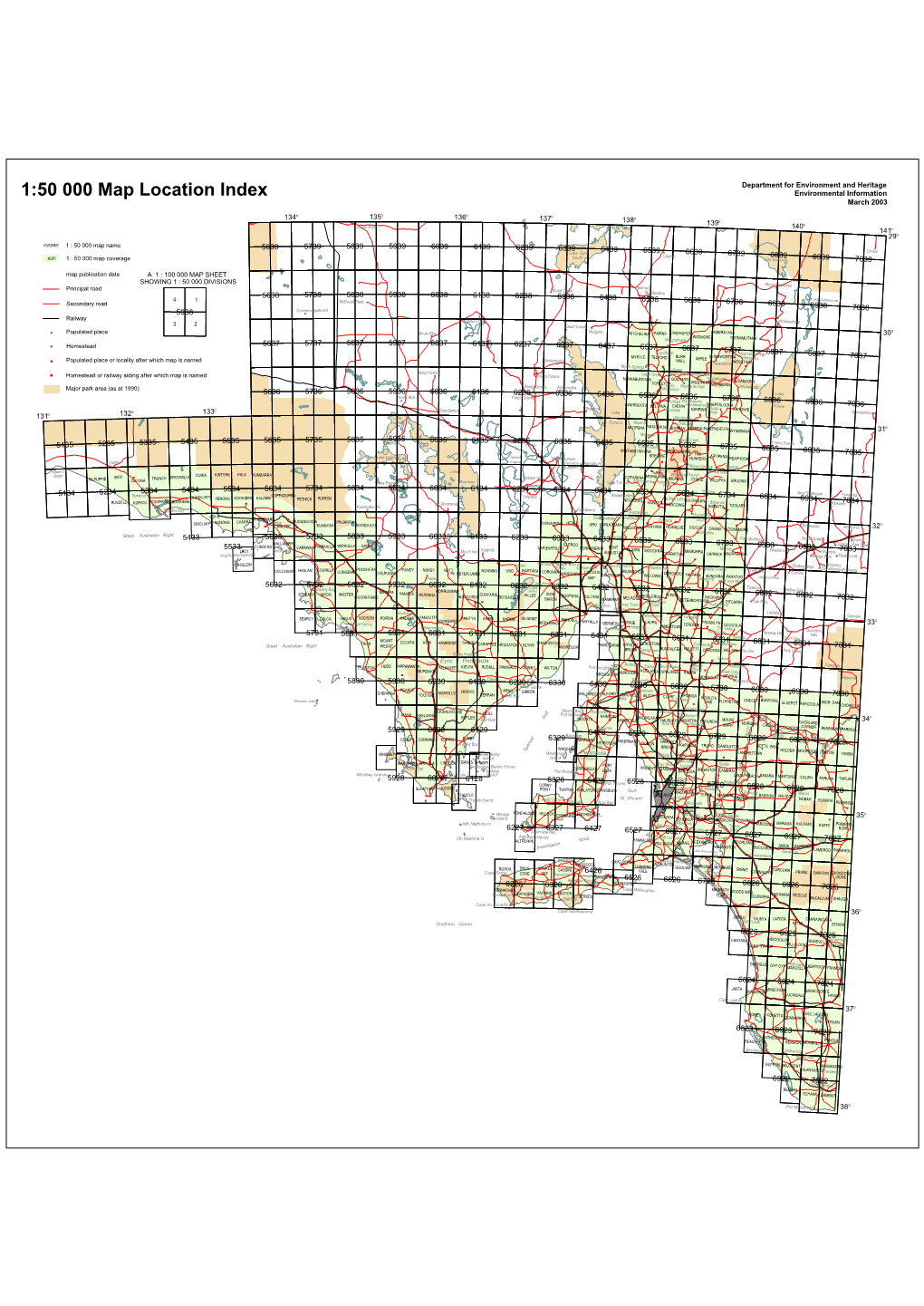Mapland South Australia 1:50000 Topographic Map Index