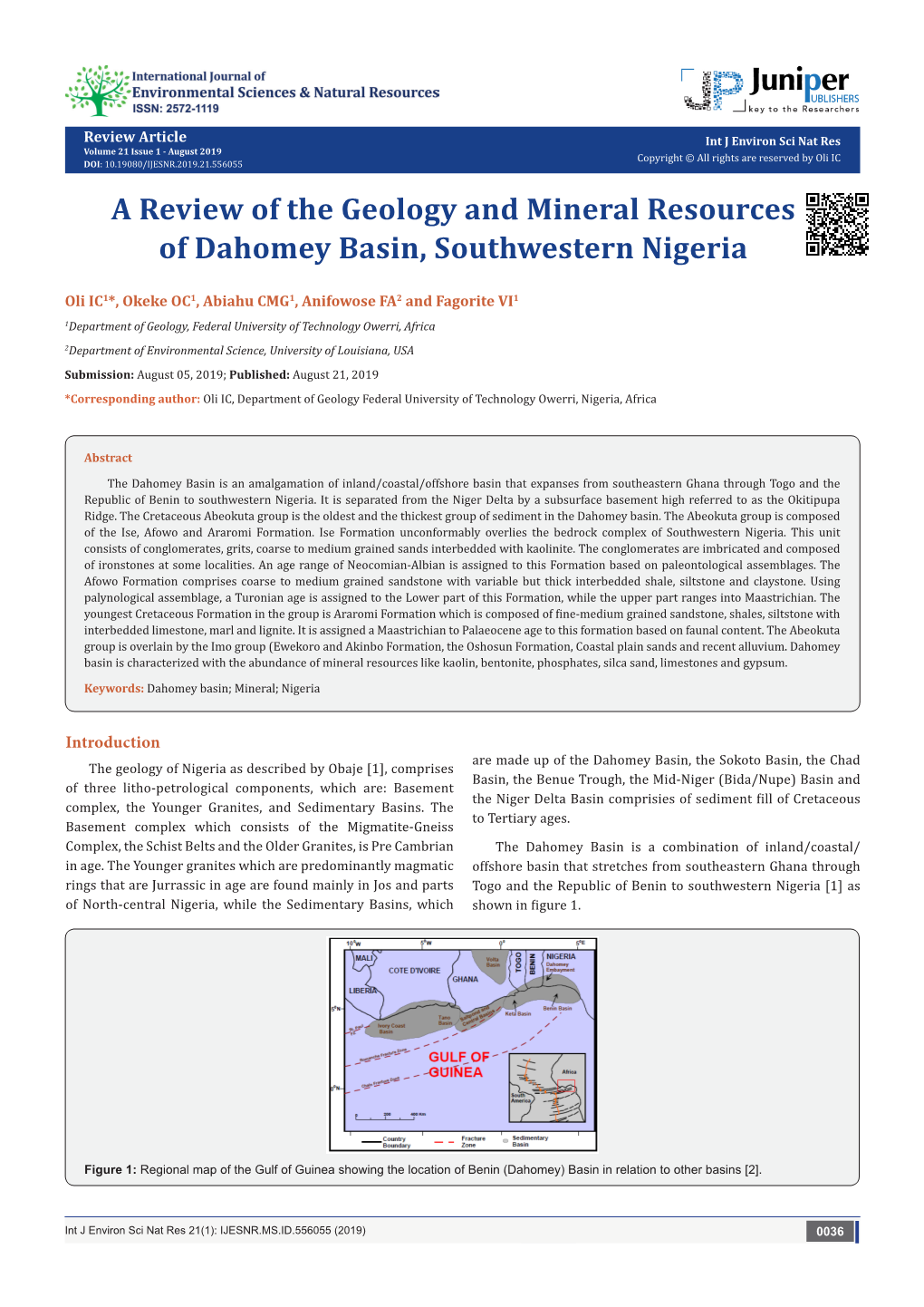 A Review of the Geology and Mineral Resources of Dahomey Basin, Southwestern Nigeria