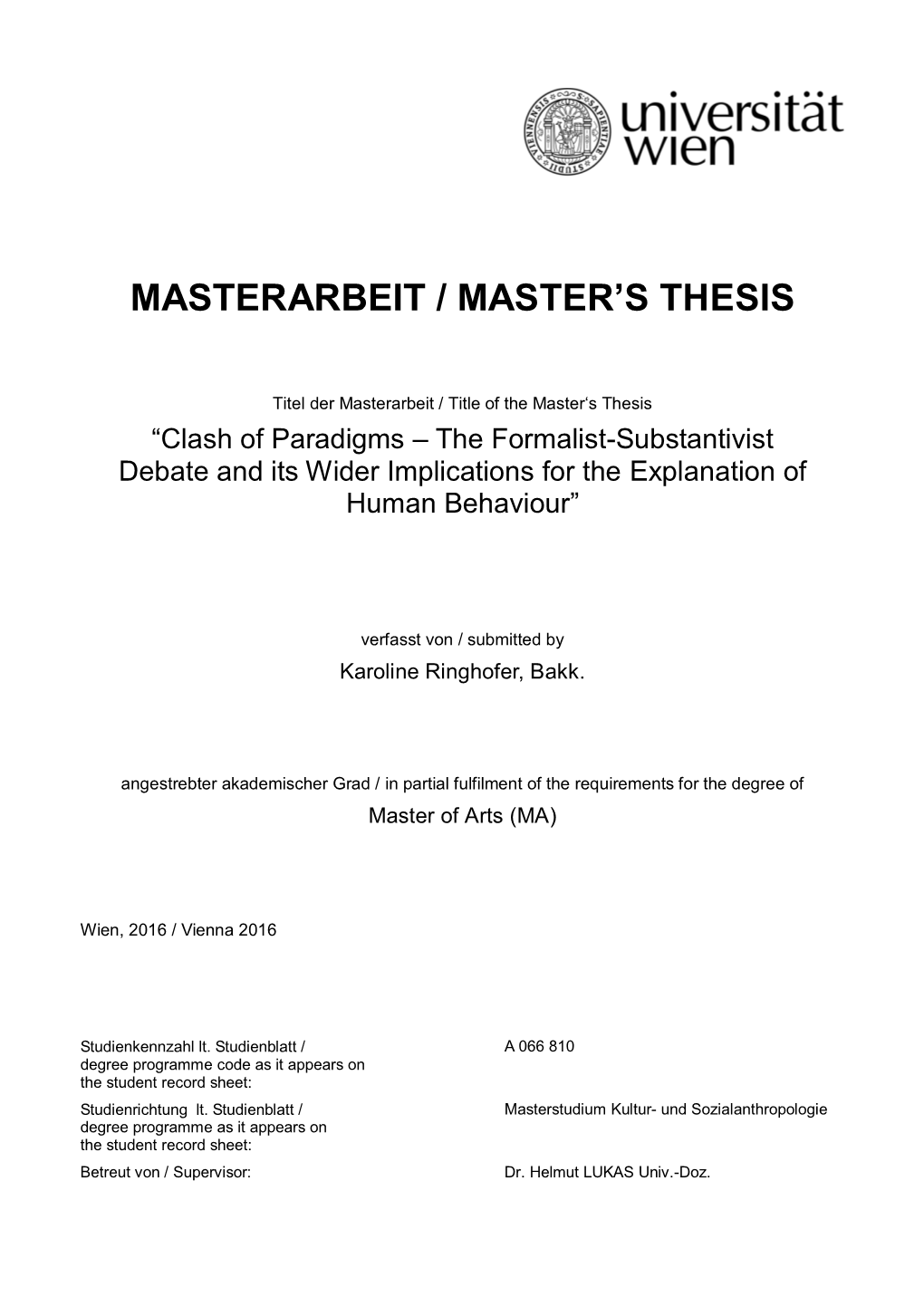 Masterarbeit / Master's Thesis