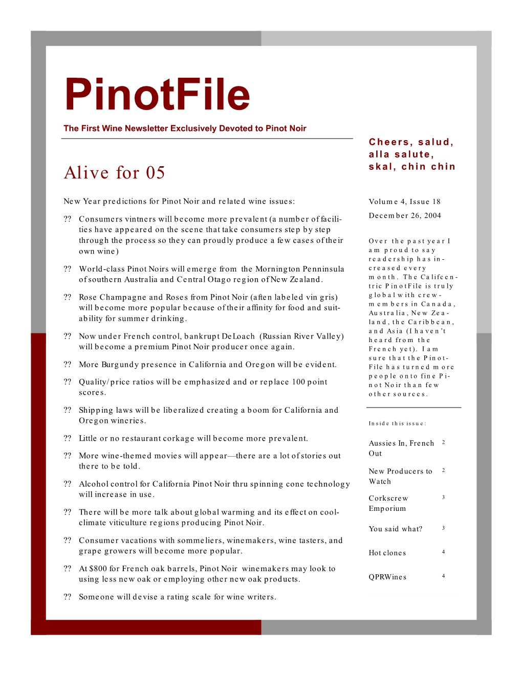 Pinotfile Vol 4, Issue 18