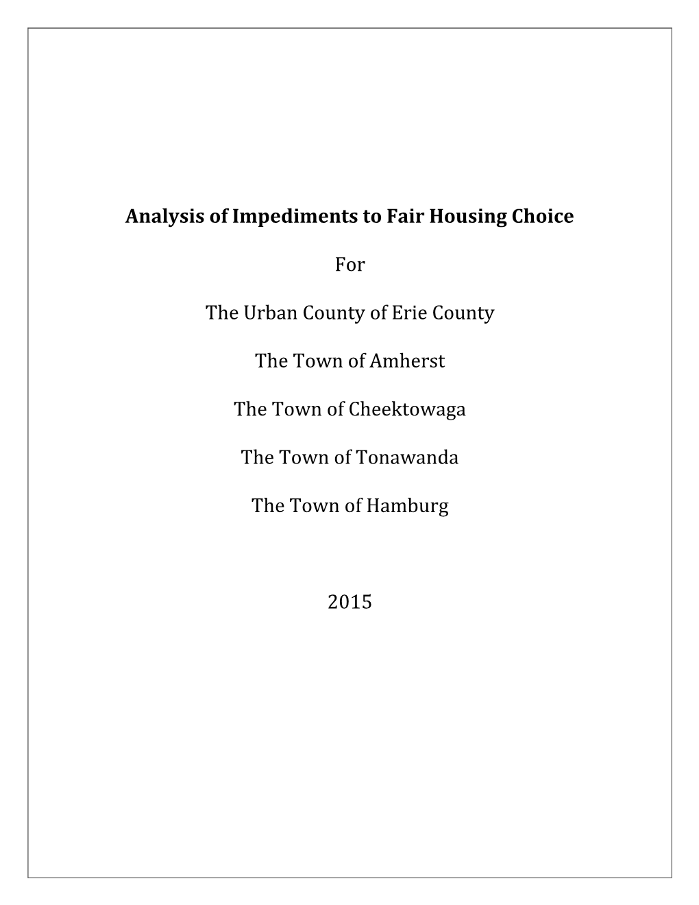 Analysis of Impediments to Fair Housing Choice