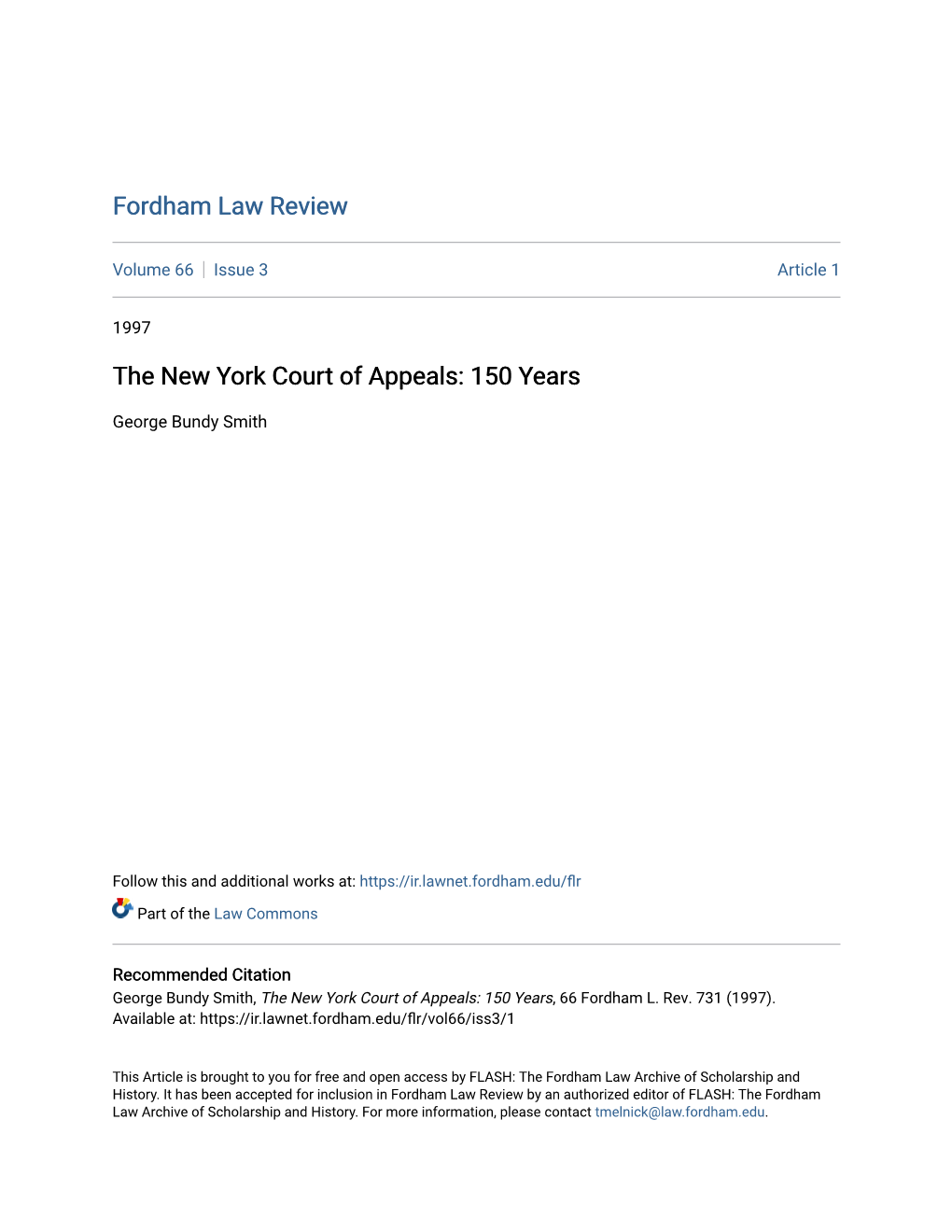 The New York Court of Appeals: 150 Years