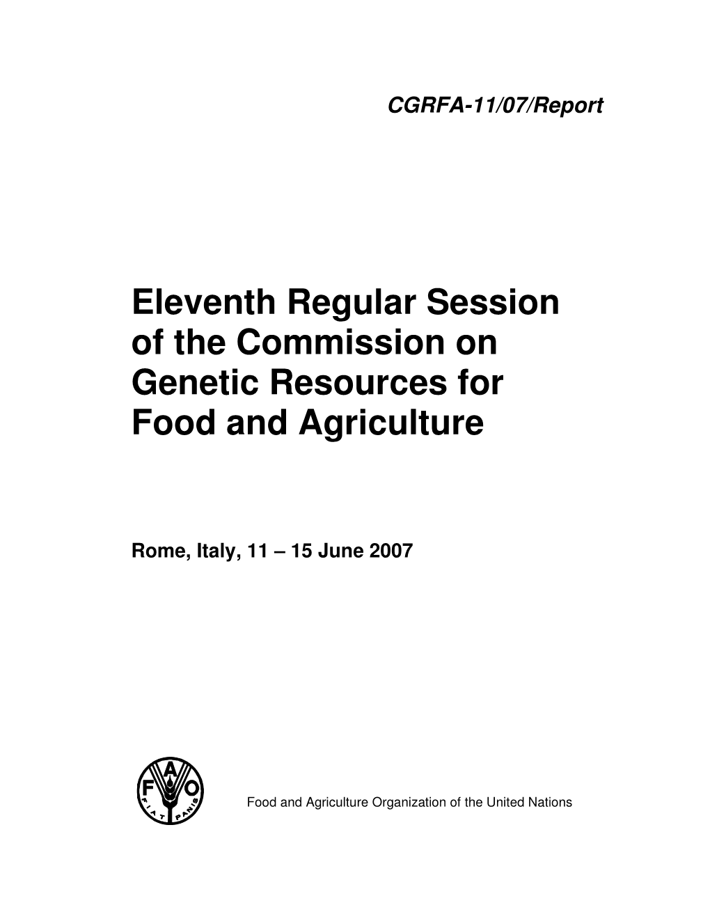 Eleventh Regular Session of the Commission on Genetic Resources for Food and Agriculture