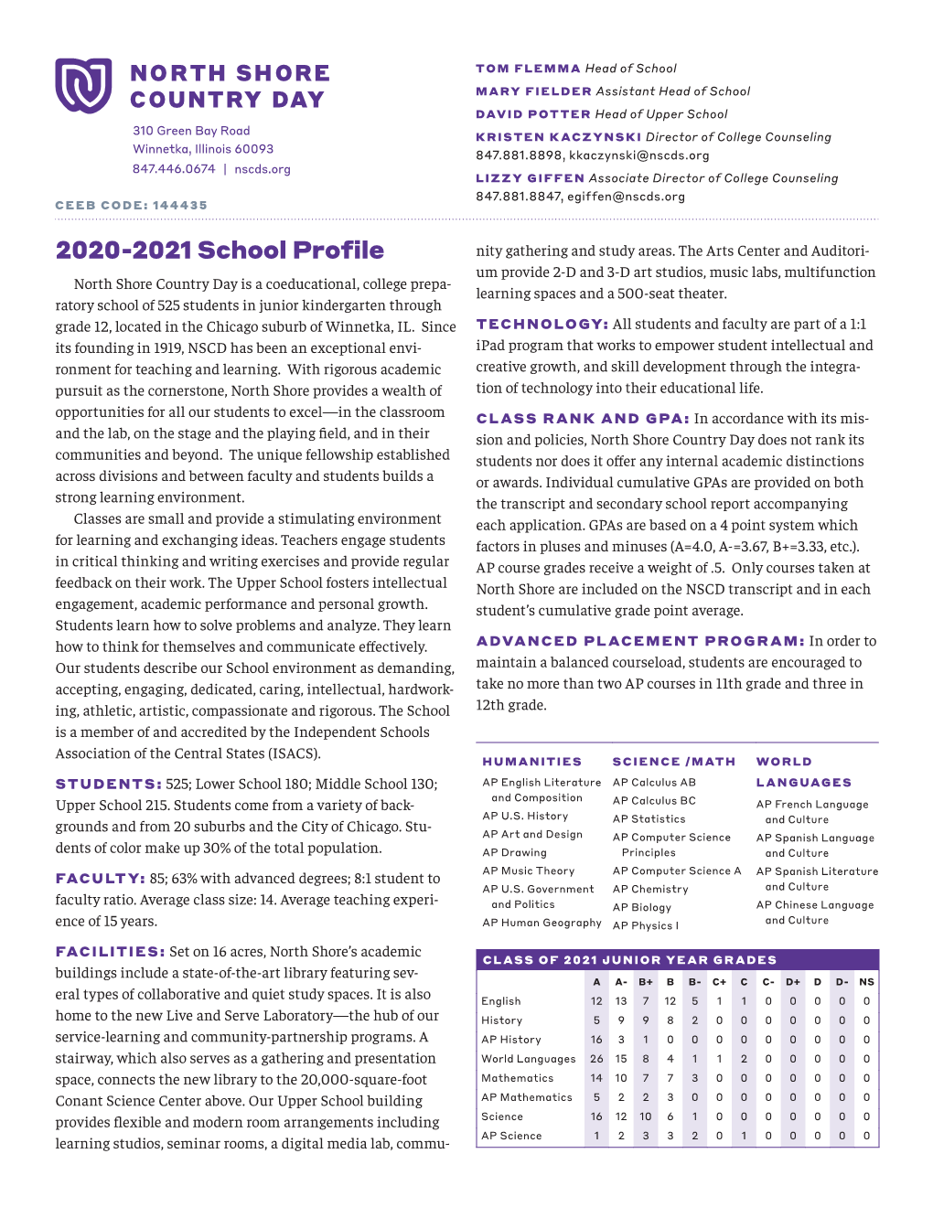 2020-2021 School Profile Nity Gathering and Study Areas